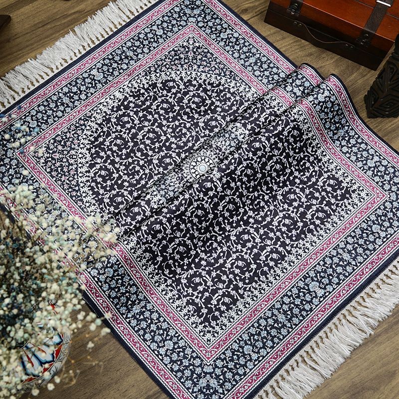 Lüks İpek Ahu Seccade Siyah 70x117 cm - 550 gr