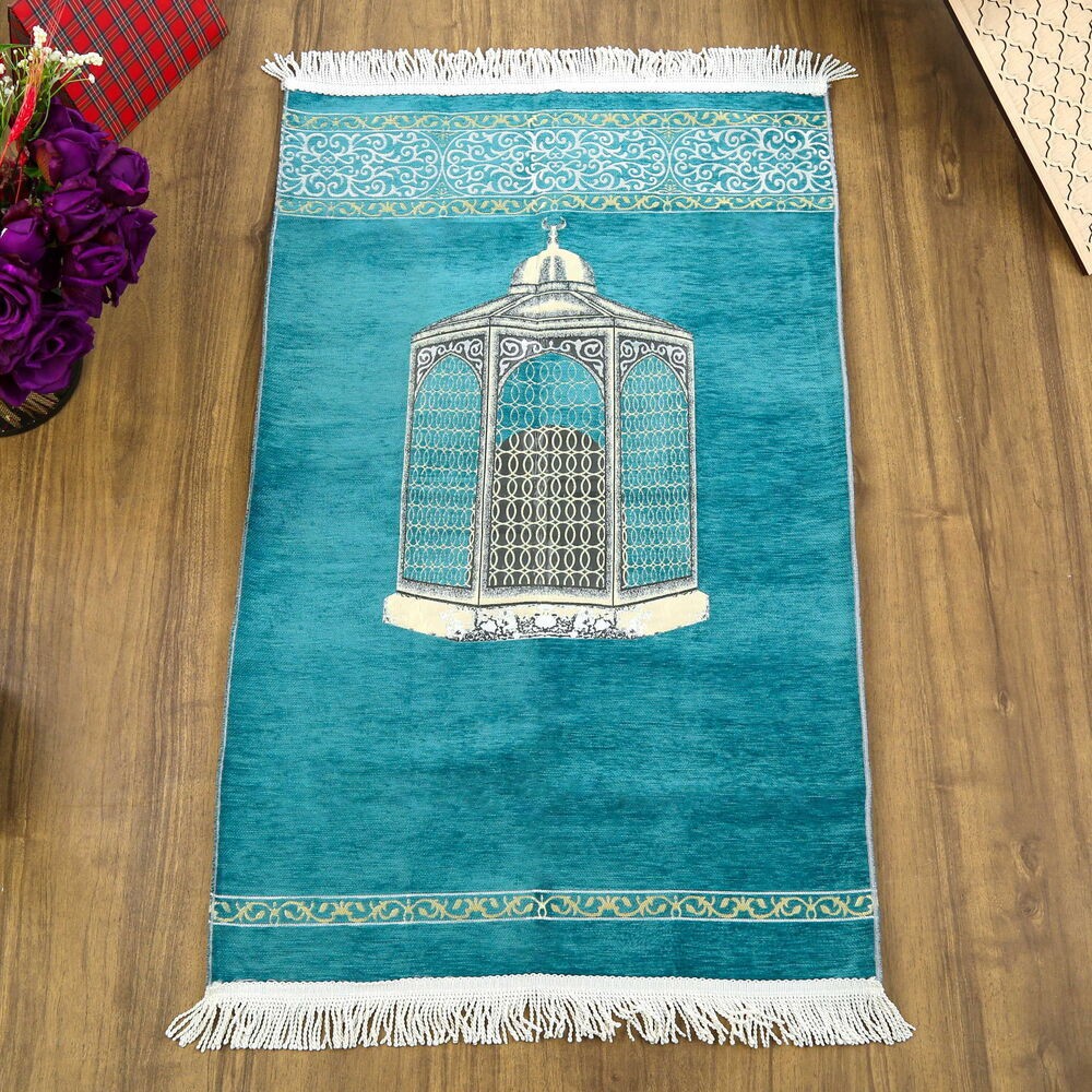 Makam-ı İbrahim Lüks Şönil Seccade Turkuaz (70x126cm) 240 gr