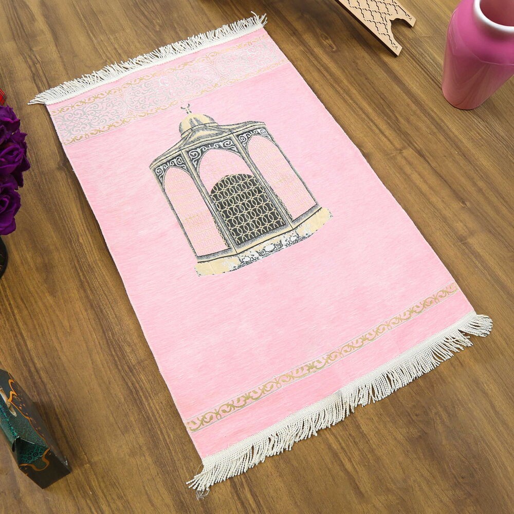 Makam-ı İbrahim Lüks Şönil Seccade Pembe (70x126cm) 240 gr