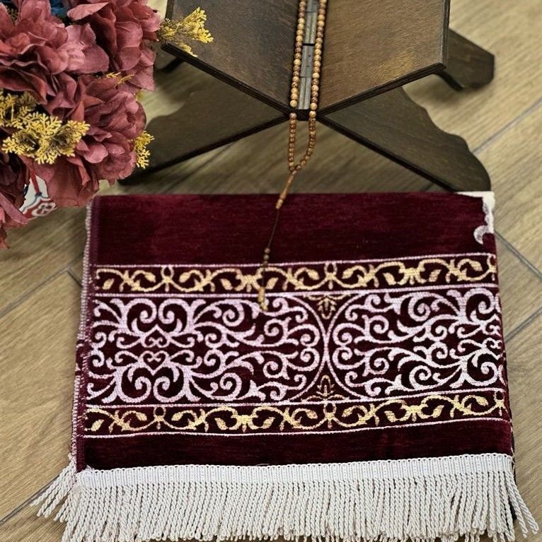 Makam-ı İbrahim Lüks Şönil Seccade Bordo 70x125 cm-240 gr