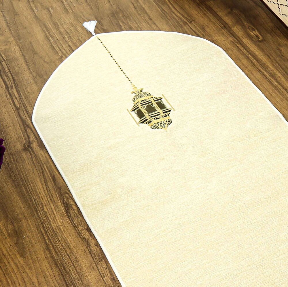 Mahya Lüks Astarlı Biyeli Şönil Seccade Krem (66X125cm) 565 gr