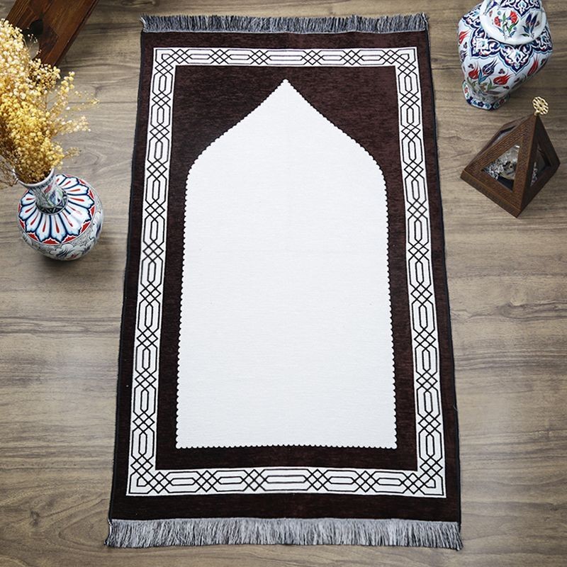 Hediyelik Çift Taraf Seccade Kahve Krem 70x130 cm - 450 gr