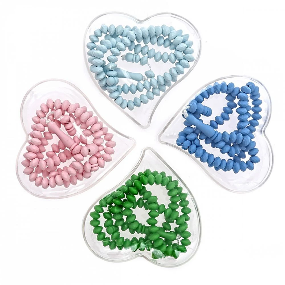 Kokulu Tesbih Şeffaf Kalpli Kutuda  Karışık 1 Koli - 480 Adet