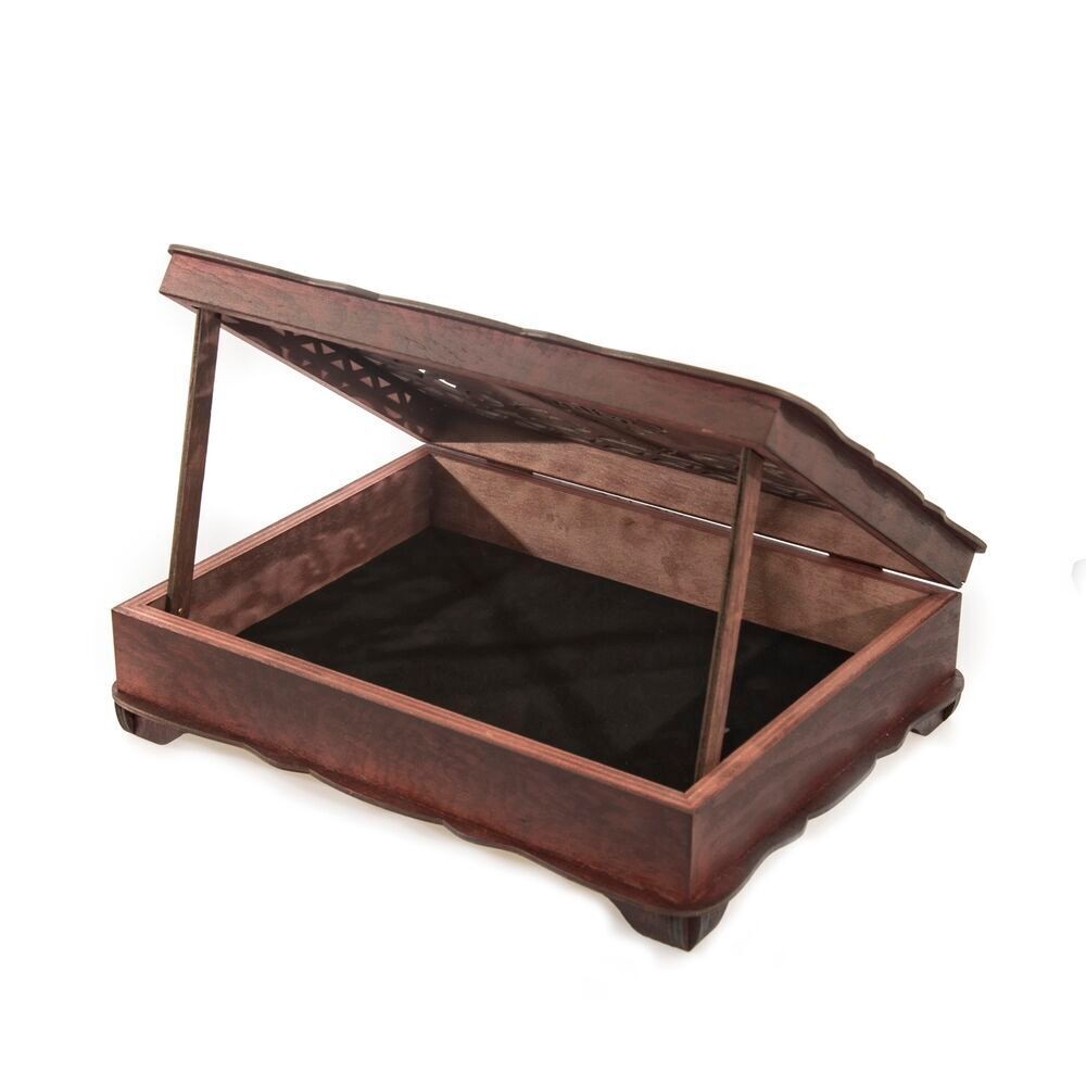 Ahşap Sandıklı Kitaplık ve Kuran Rahlesi -Bordo ( 32 x 25 cm )