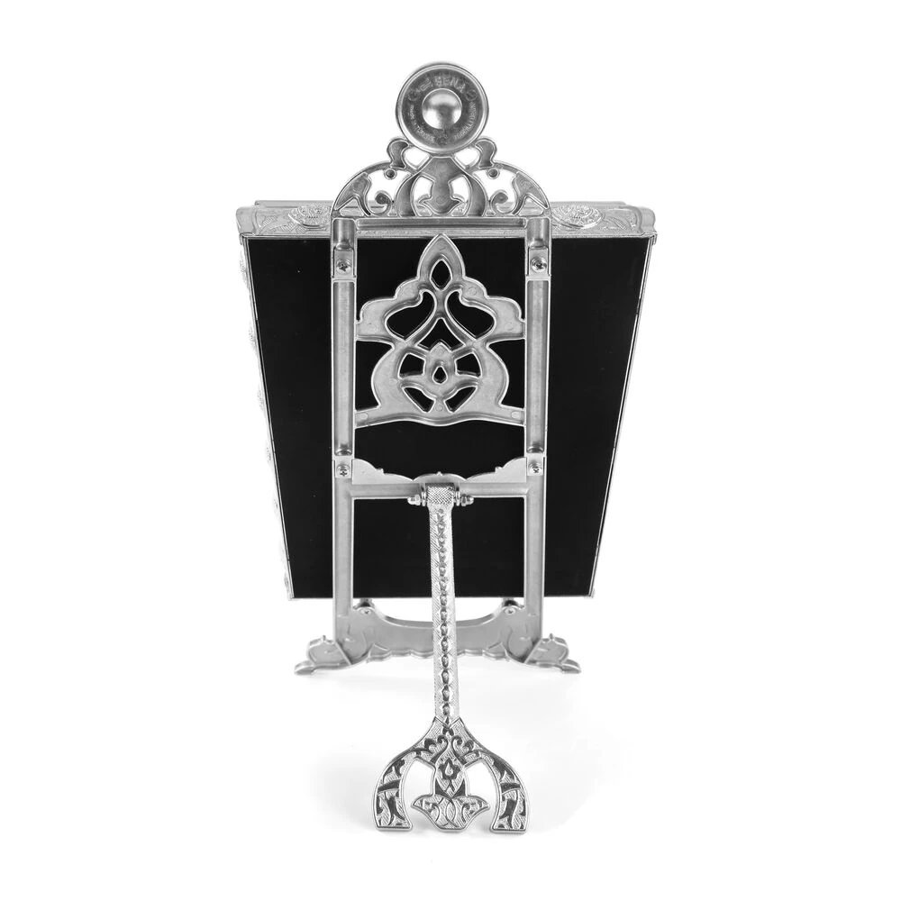 Kabe Kapısı Desenli Gümüş Kur'an-ı Kerim Kutusu 21x29cm (Orta Boy)