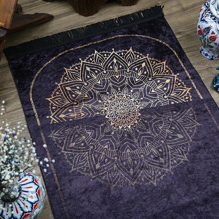 Çeyizlik Seccade Feyruz Siyah 65x115 cm - 320 gr