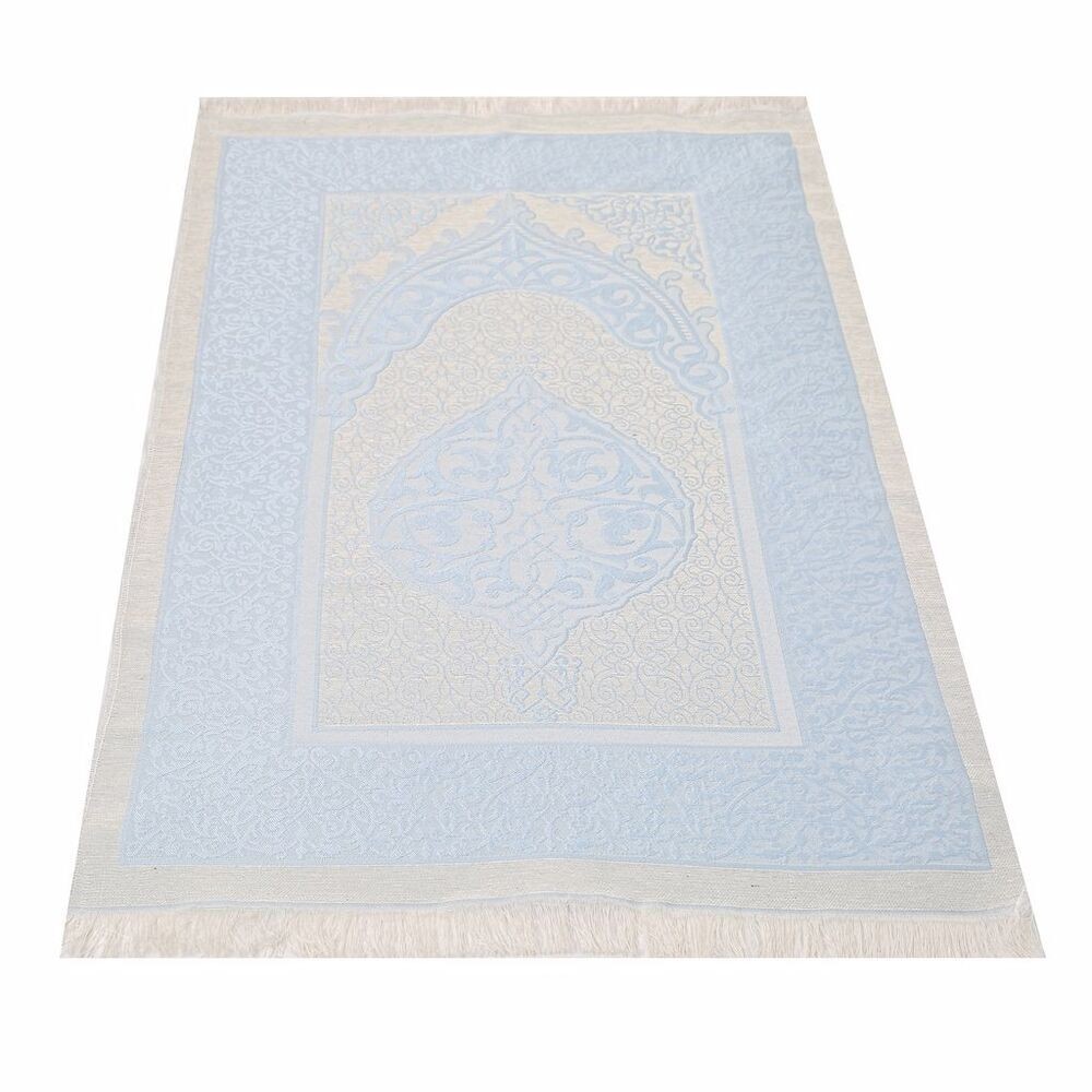 Hediyelik Seccade, Kadife Yasin (İsme Özel), İnci Tesbih, Asetat Kutulu (26×23) İslami Set-Mavi