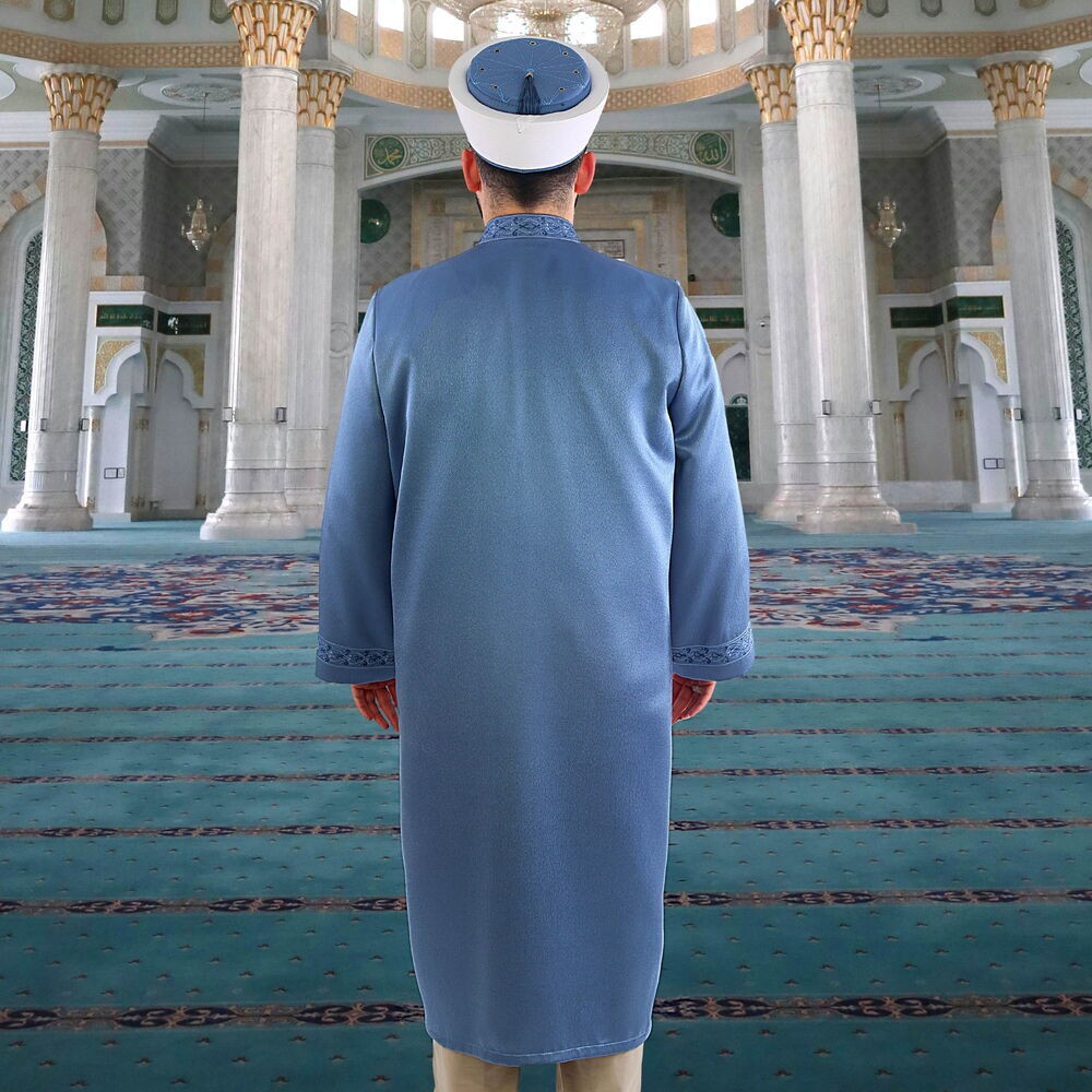 Lüks Kudüs İmam Cübbesi - İndigo