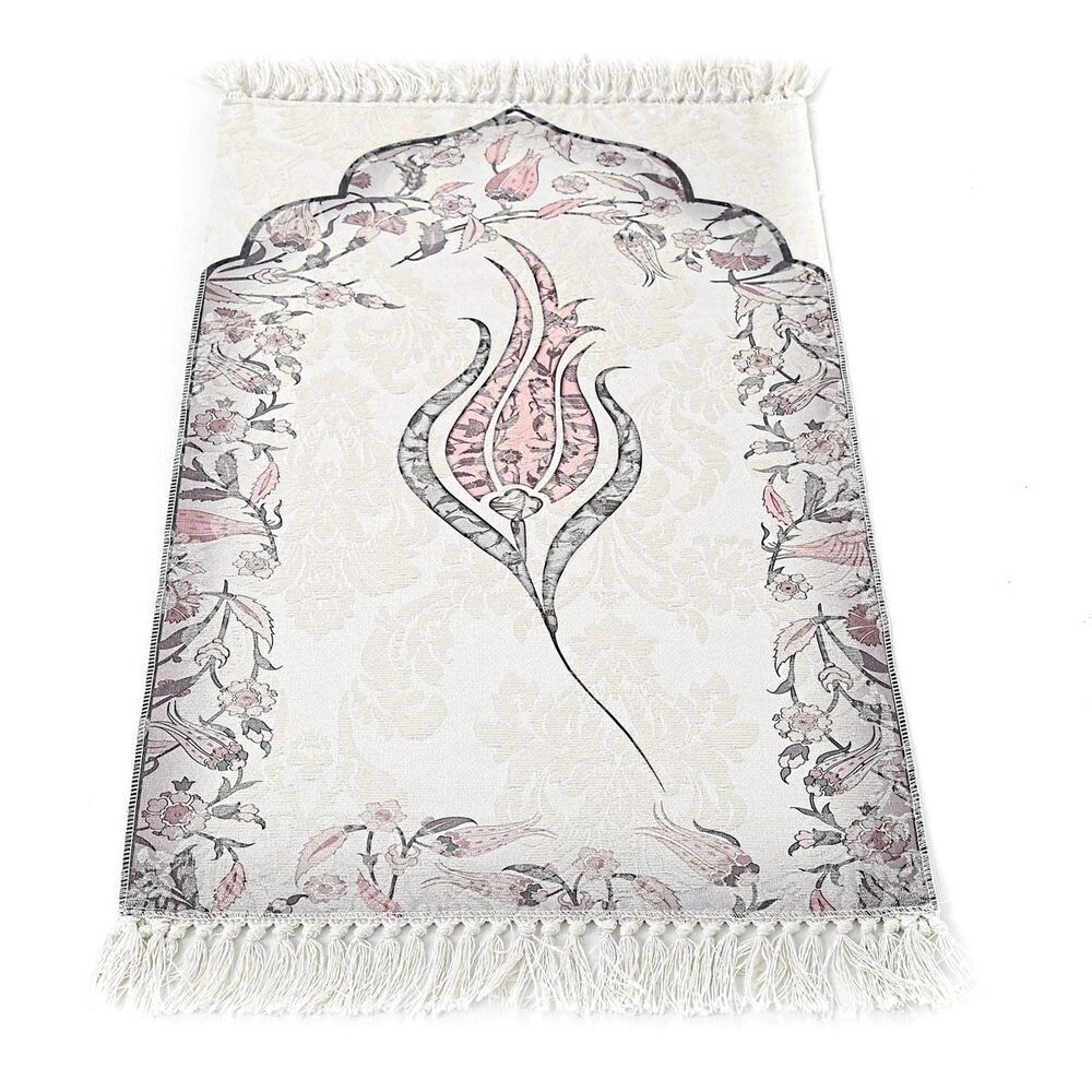 İnce Pamuk Çocuk Seccadesi Pembe- Lale 44x77 cm - 180 gr - Tesbih Hediyeli