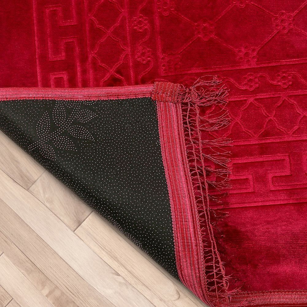 İsminizi Seccadeye Yazıyoruz Soft Yumuşak Kadife Peluş Seccade Bordo 80 x 120 cm - 1100 gr