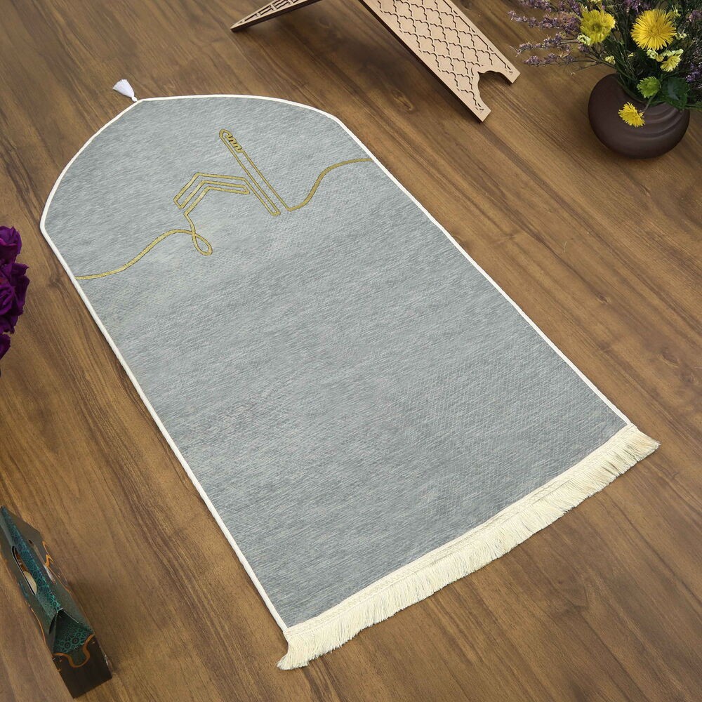 El Kuba Lüks Astarlı Biyeli Seccade Gri (66X125cm) 565 gr