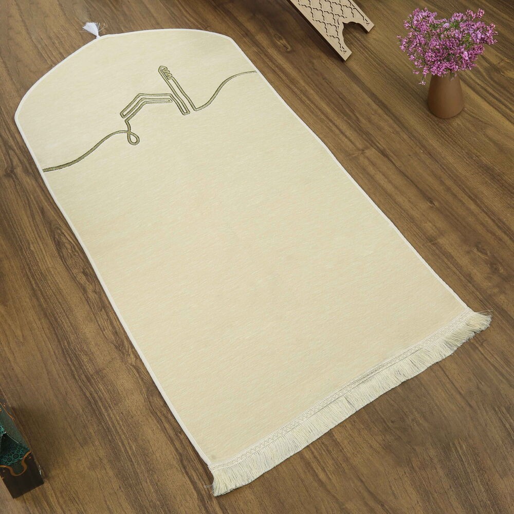 El Kuba Lüks Astarlı Biyeli Seccade Krem (66X125cm) 565 gr