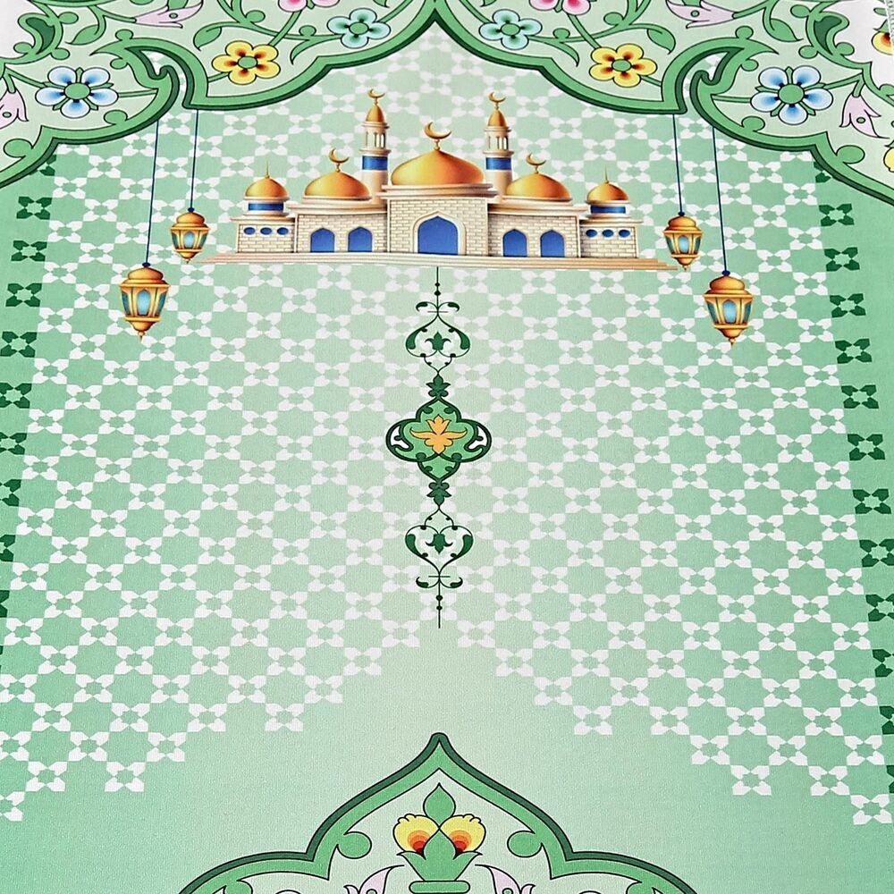Çocuk Seccadesi Nebevi Yeşil 82×45 cm 110 gr - Tesbih Hediyeli