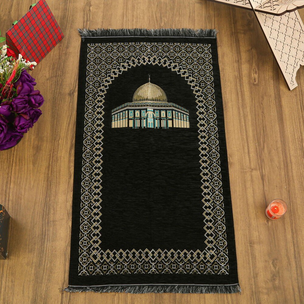 Kubbetüs Sahra Lüks Şönil Seccade Siyah (66x117cm) 485gr