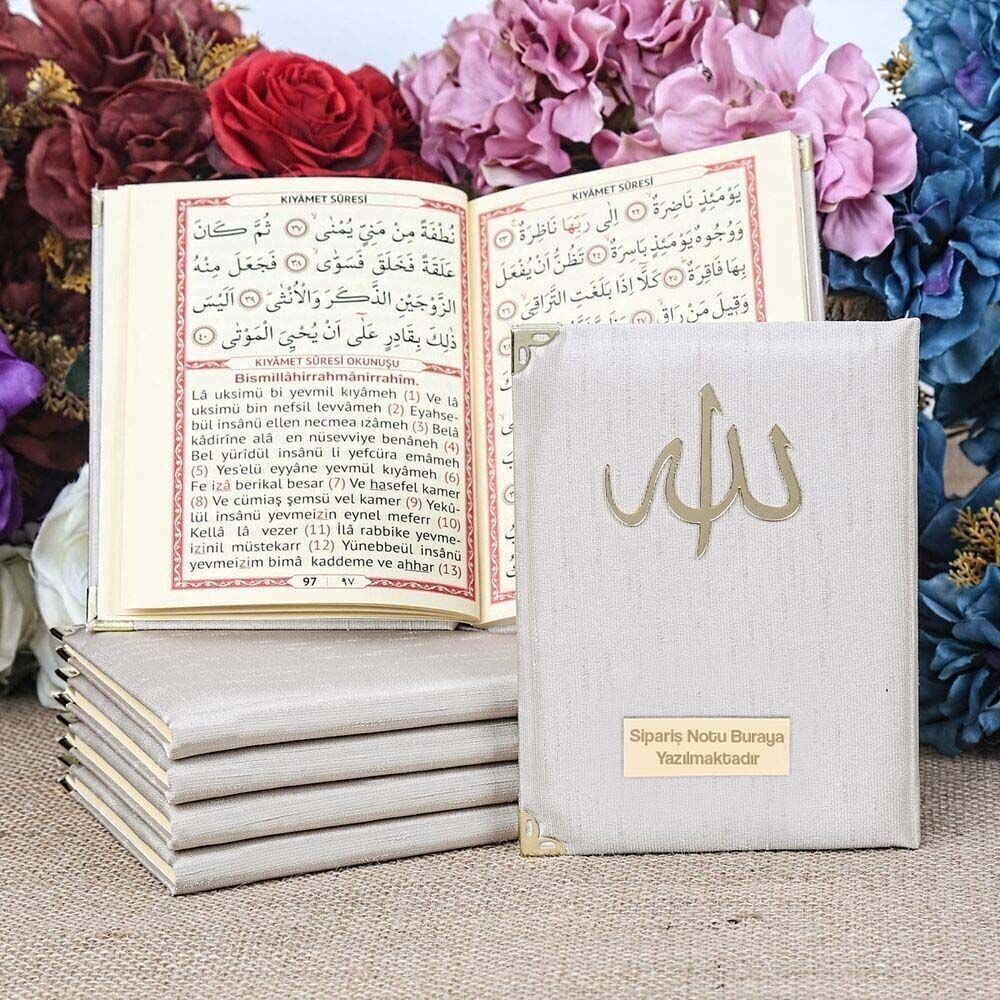 Hediyelik Şantuk Kumaş Çantalı Yasin Kitabı ( 16.5 x 12.5 cm ) Vizon