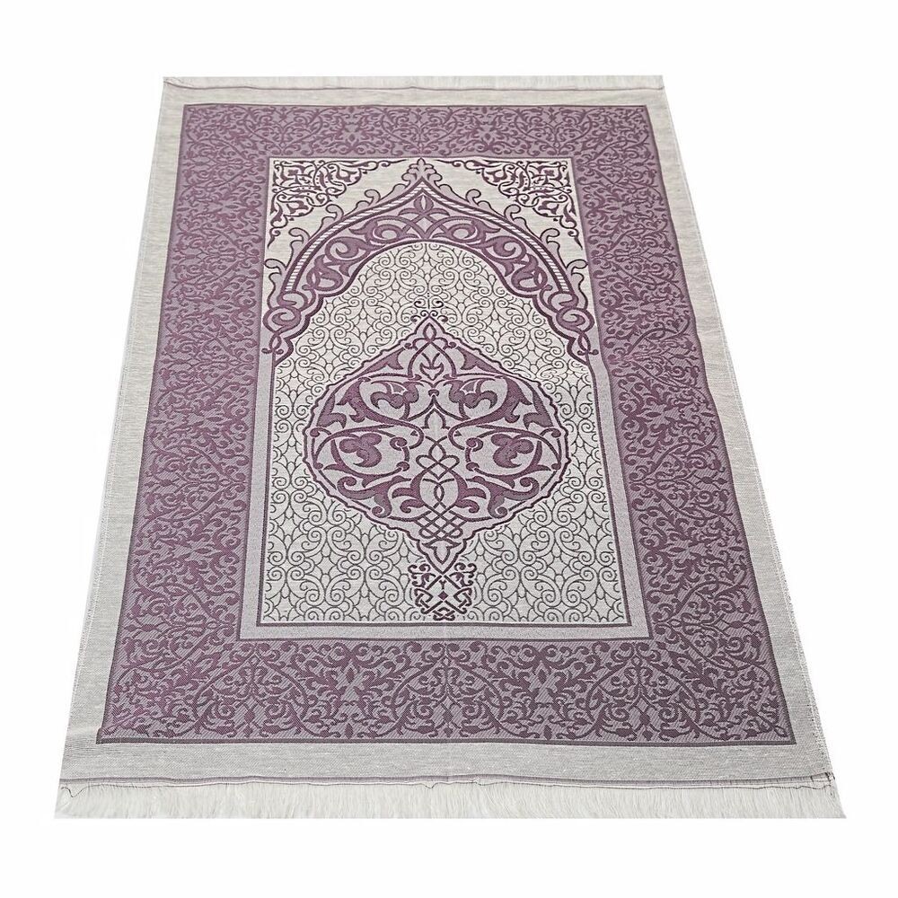 Hediyelik Seccade, İnci Tesbih, Kur'an-ı Kerim (Çanta Boy), Asetat Kutulu (26×23) Dini Set-Mor
