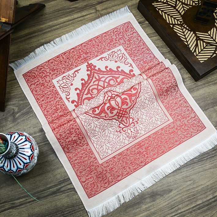 Hediyelik İpek Nur Tafta Seccade Kırmızı 68x110 cm - 200 gr