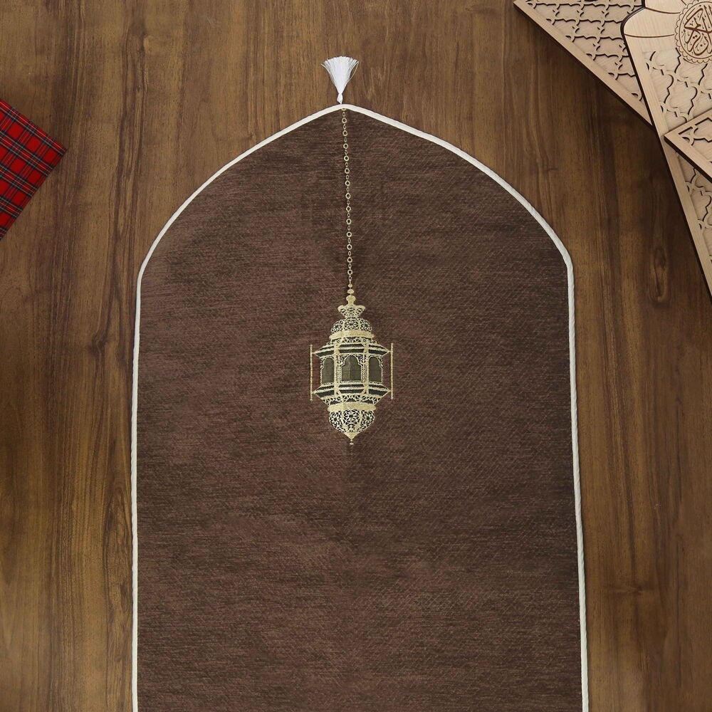Mahya Lüks Astarlı Biyeli Şönil Seccade İsimli Kahverengi (66X125cm) 565 gr