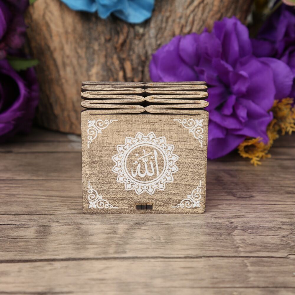 Mini Ahşap Kutu & Mini Kur'an-ı Kerim Beyaz (8x7cm)