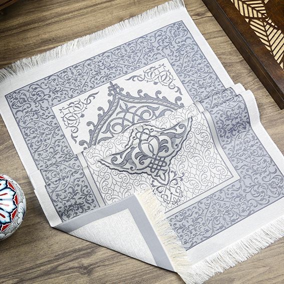 Hediyelik İpek Nur Tafta Seccade Lacivert 68x110 cm - 200 gr