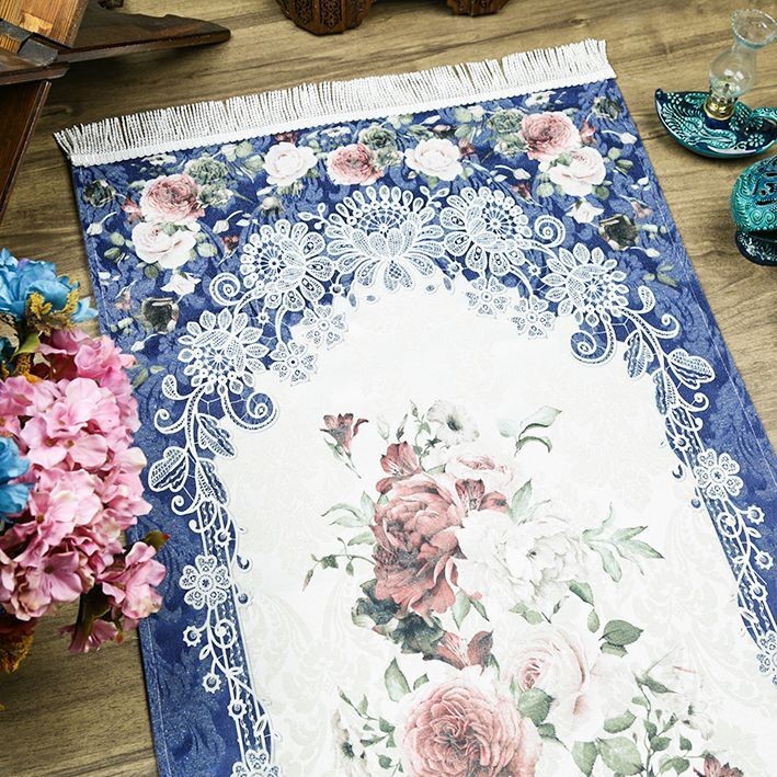 Lüks Hürrem Astarlı Seccade - Mavi 68 x 117 cm - 600gr