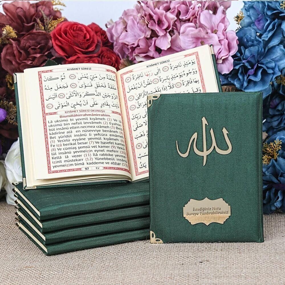 Hediyelik Şantuk Kumaş Çantalı Yasin Kitabı ( 16.5 x 12.5 cm ) Yeşil