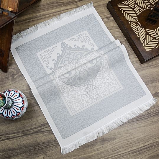Hediyelik İpek Nur Tafta Seccade Koyu Gri 68x110 cm - 200 gr