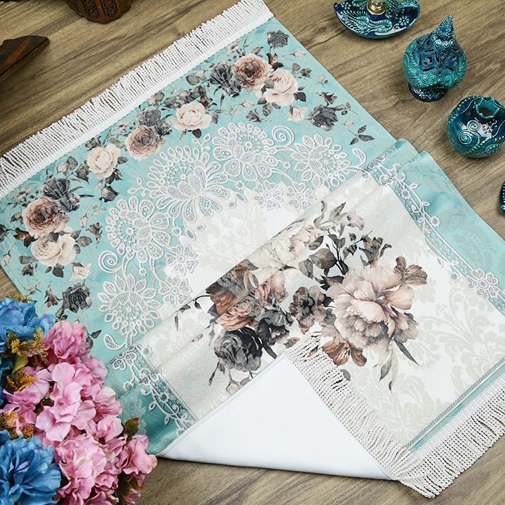 Lüks Hürrem Astarlı Seccade Yeşil 70 x 117 cm - 600 gr