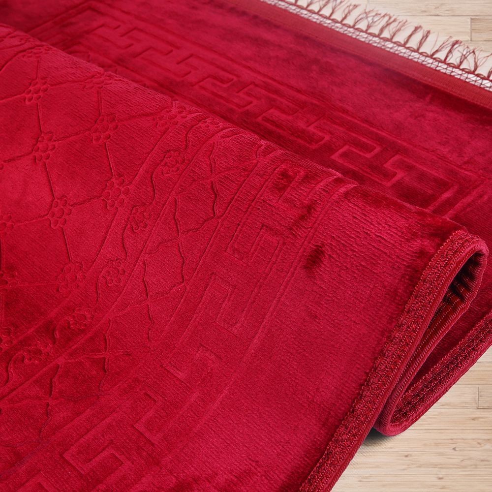 Soft Yumuşak Kadife Peluş Seccade Bordo 80 x 120 cm - 1100 gr