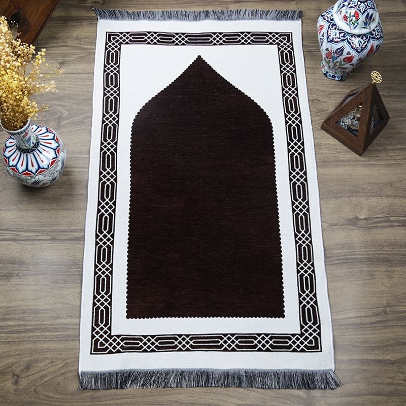 Hediyelik Çift Taraf Seccade Kahve Krem 70x130 cm - 450 gr