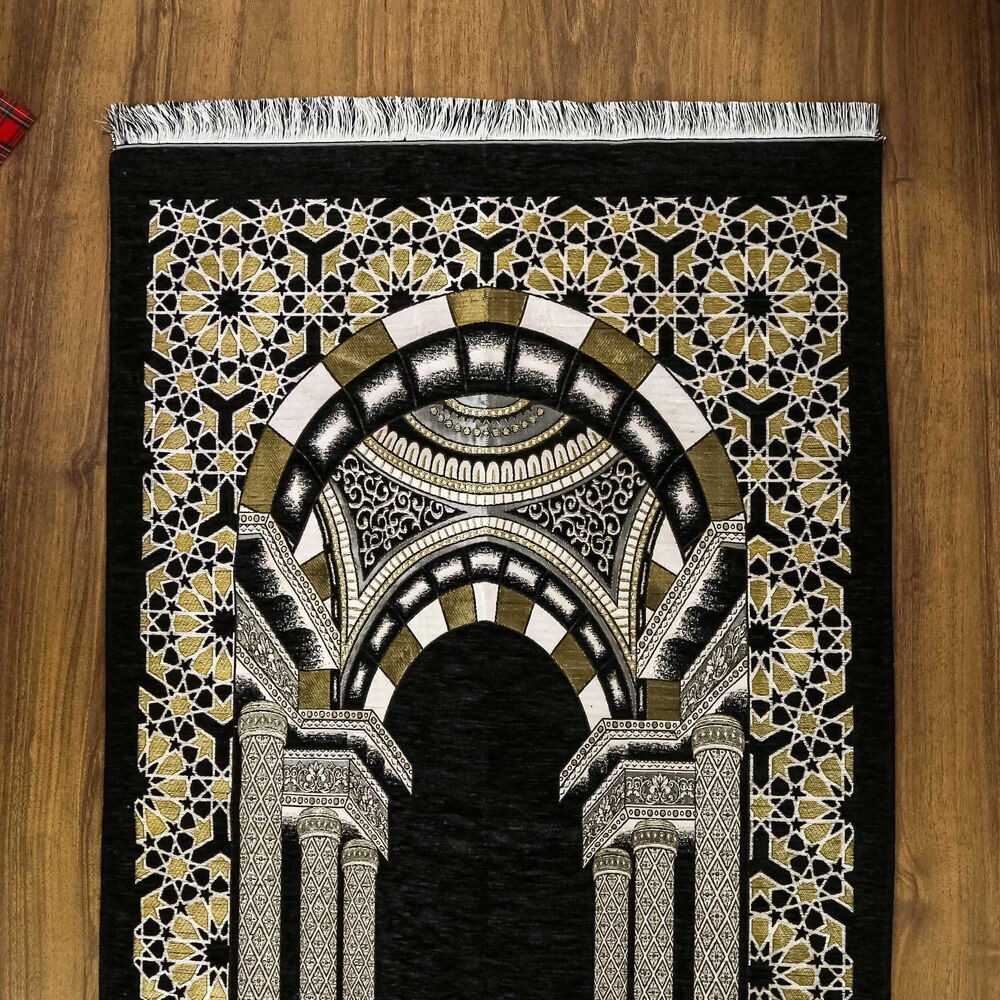 Medine Lüks Şönil Seccade - Siyah ( 116 x 66 cm ) 465 gr