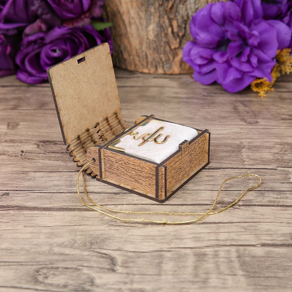 Mini Ahşap Kutu & Mini Kur'an-ı Kerim Pembe (8x7cm)