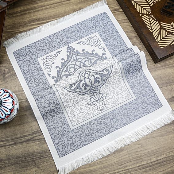 Hediyelik İpek Nur Tafta Seccade Lacivert 68x110 cm - 200 gr