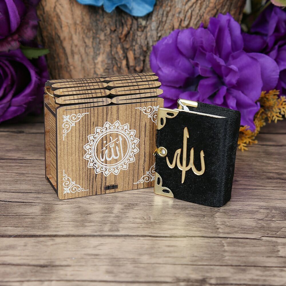 Mini Ahşap Kutu & Mini Kur'an-ı Kerim Siyah (8x7cm)