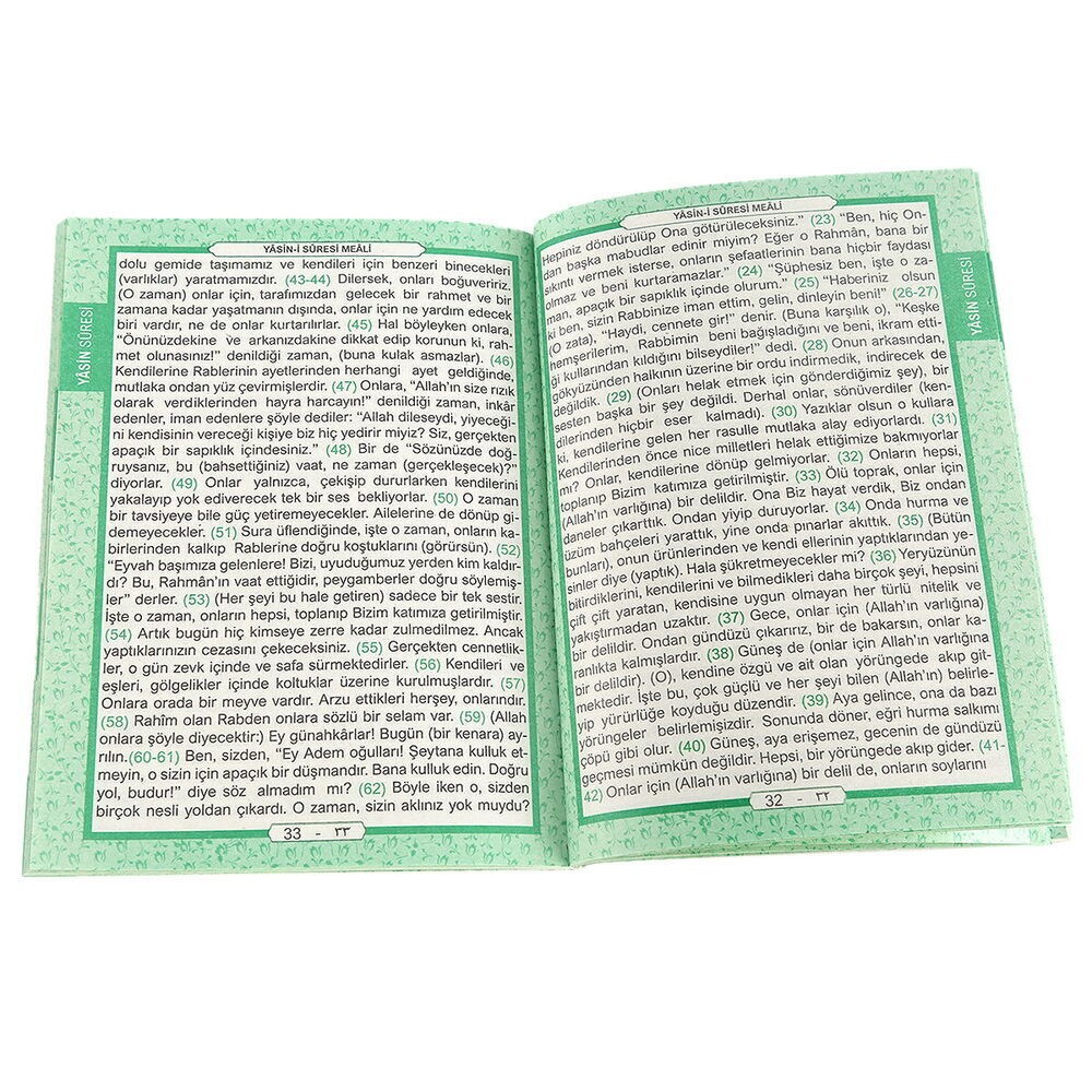 Yasin Kitabı Defne Ekonomik Çanta Boy(12x16 80 Sayfa) İsme Özel Etiket Hediyeli-Yeşil