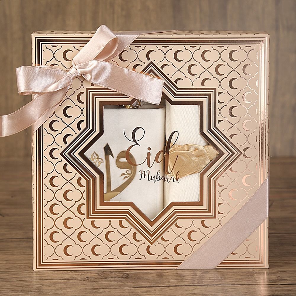 Hediyelik Ramazan Paketi Eid Mubarak Krem(26*26*6 cm850gr)