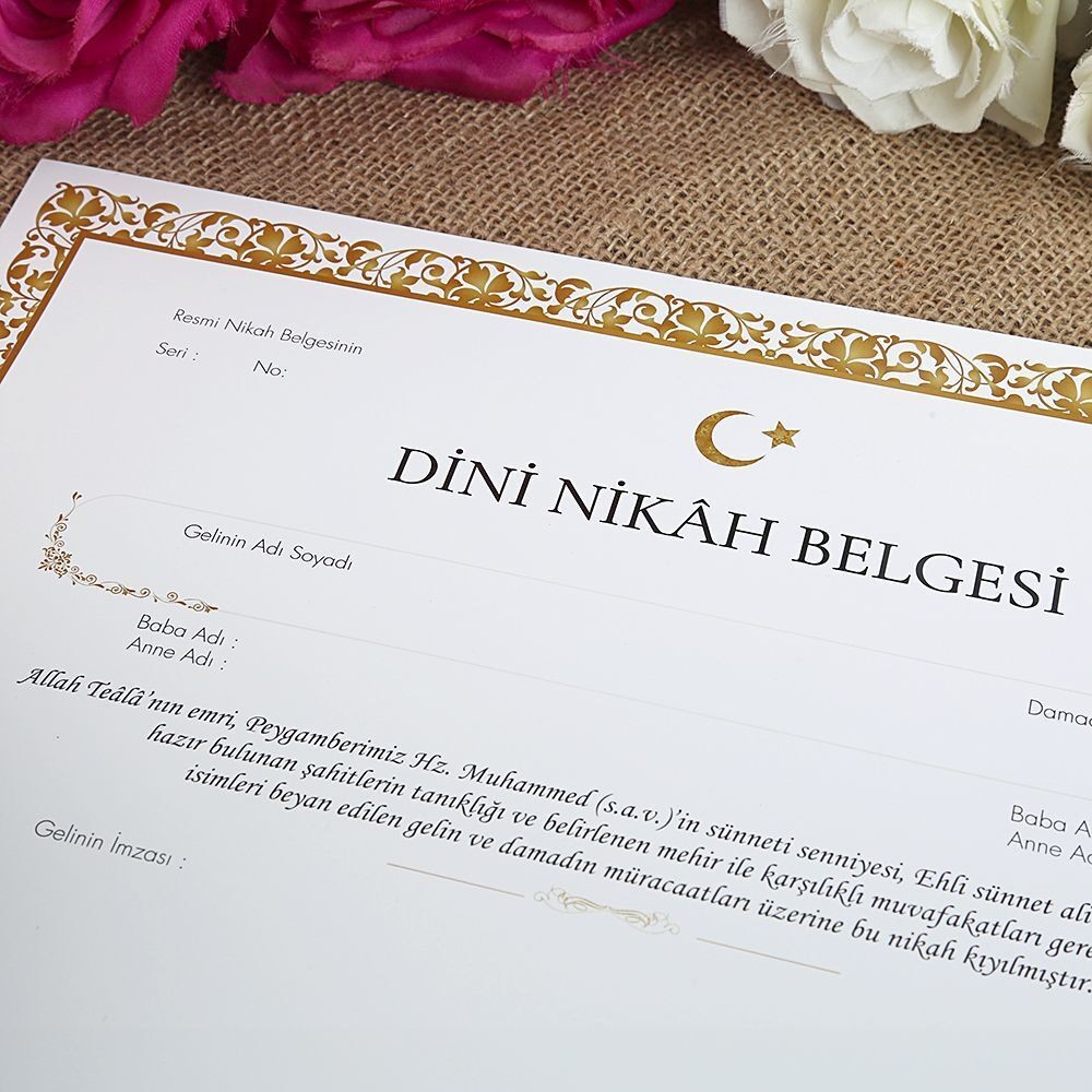 Dini Nikah Hatıra Belgesi ( 10 Adet ) 30*21 cm