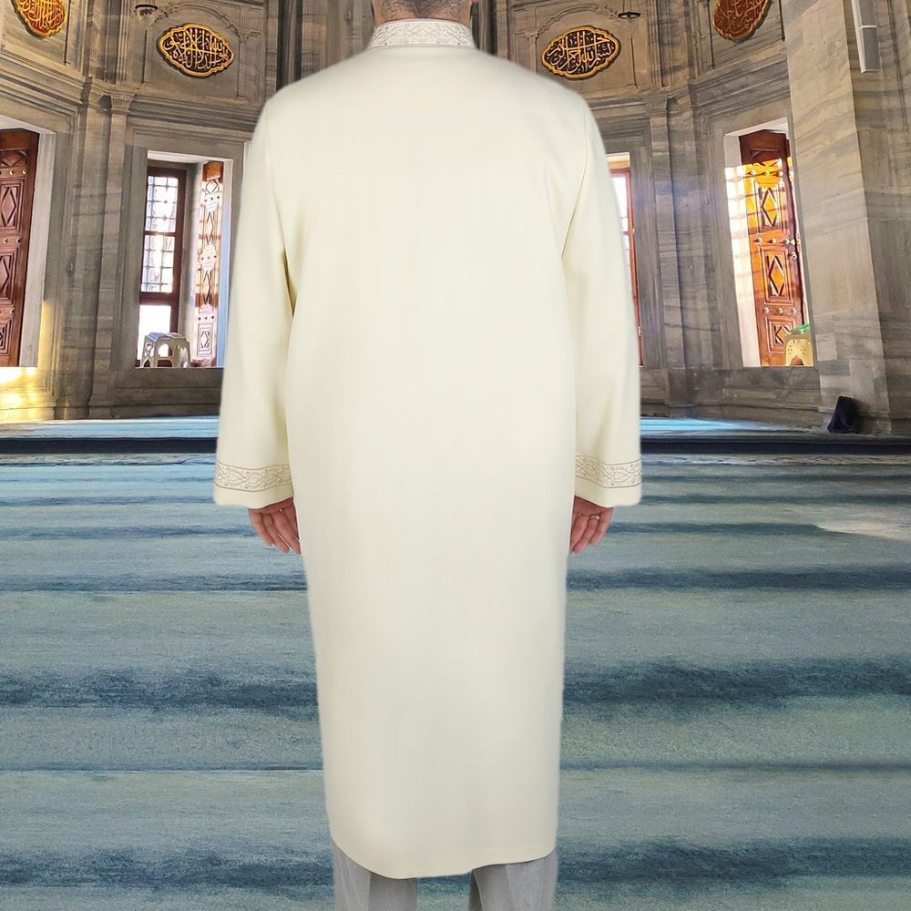 Kışlık Kaşe İmam Cübbesi Zülkarneyn Krem