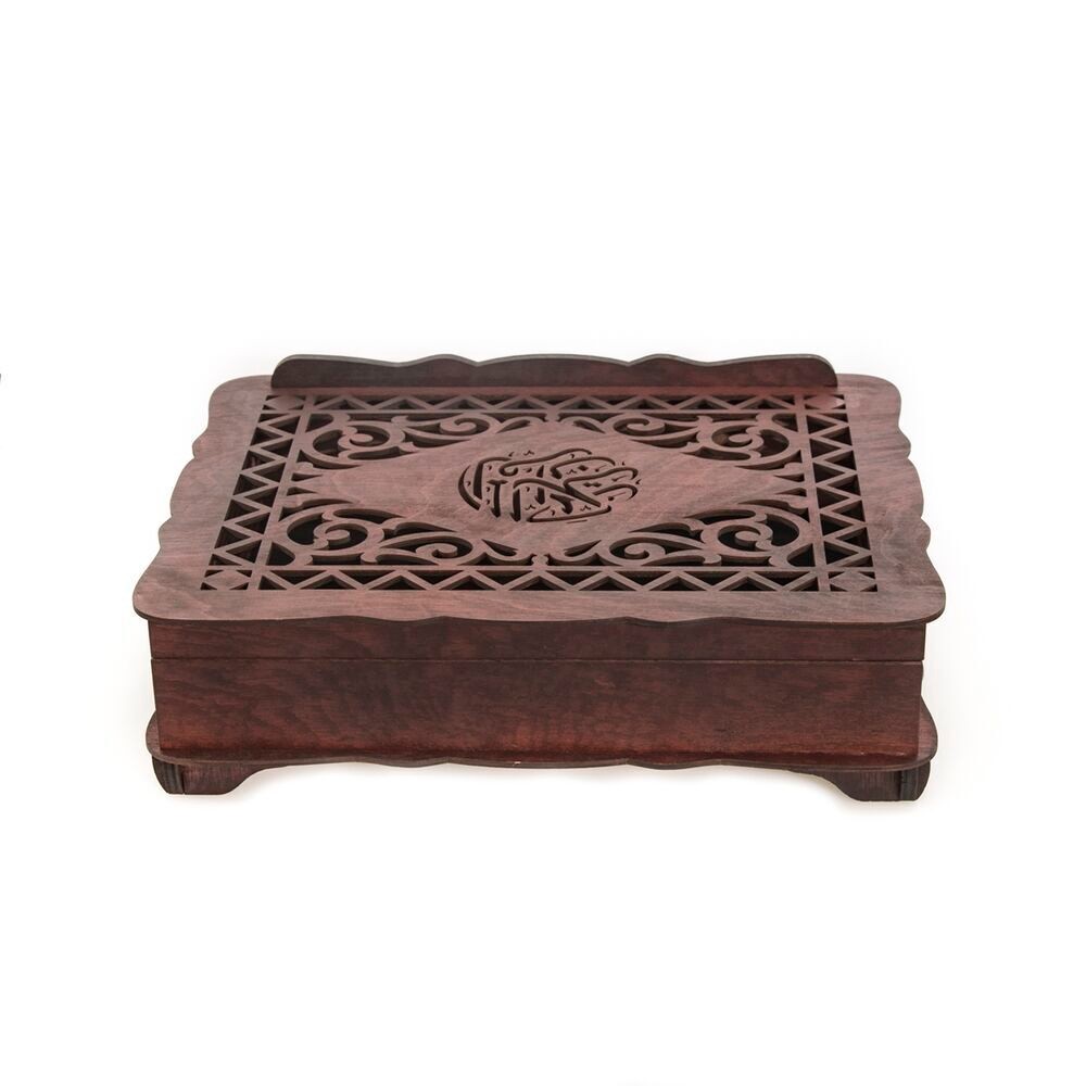 Ahşap Sandıklı Kitaplık ve Kuran Rahlesi -Bordo ( 32 x 25 cm )