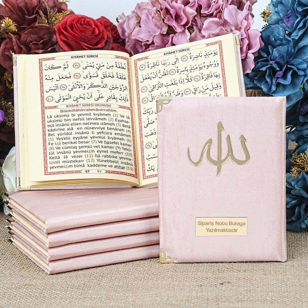 Hediyelik Şantuk Kumaş Çantalı Yasin Kitabı ( 16.5 x 12.5 cm ) Pembe