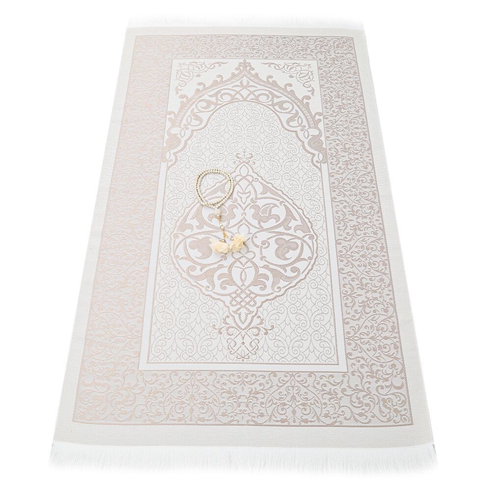 Hediyelik Kuran-ı Kerim, İnci Tesbih, Seccade, Asetat Kutulu(25X18 cm) Mevlid Paketi-Gri