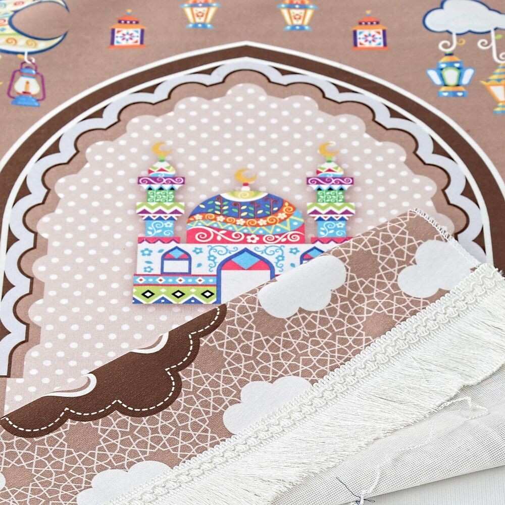 Çocuk Seccadesi Sahra Kahve 82×45 cm 110 gr - Tesbih Hediyeli