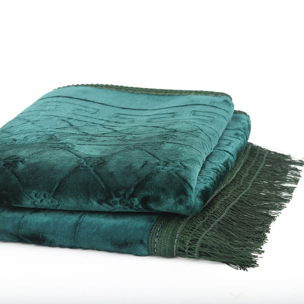 Soft Yumuşak Kadife Peluş Seccade Yeşil 80 x 110 cm - 1100 gr