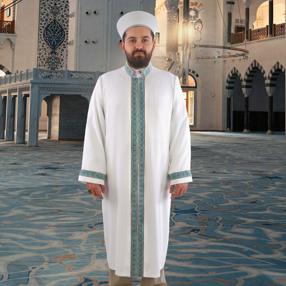 Yazlık Feyruz İmam Cübbesi Beyaz