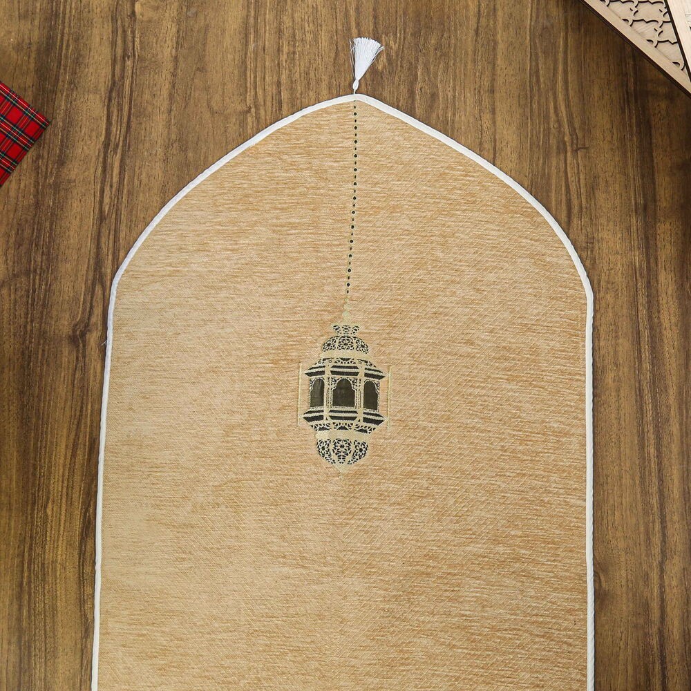 Mahya Lüks Astarlı Biyeli Şönil Seccade Vizon (66X125cm) 565 gr