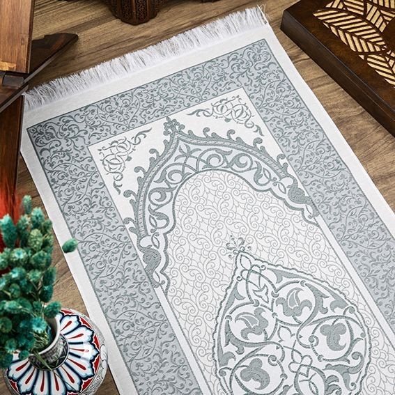 Hediyelik İpek Nur Tafta Seccade Petrol Mavisi 68x110 cm - 200 gr