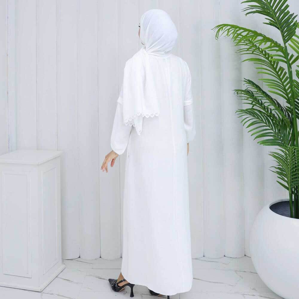 Bayan Şallı Namaz Elbisesi Beyaz