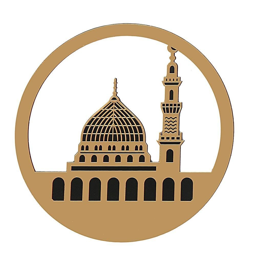 Kabe i Muazzama  Ravza ı Mudahhara ve Mescidi Aksa Üç Mescid Gold Pleksi Üçlü Takım Duvar Süsü  (30*30 cm)