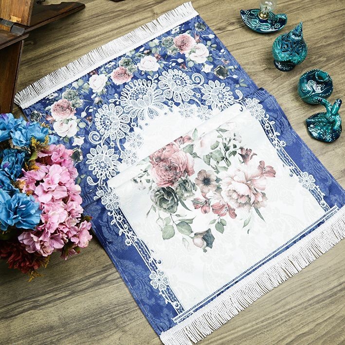Lüks Hürrem Astarlı Seccade - Mavi 68 x 117 cm - 600gr