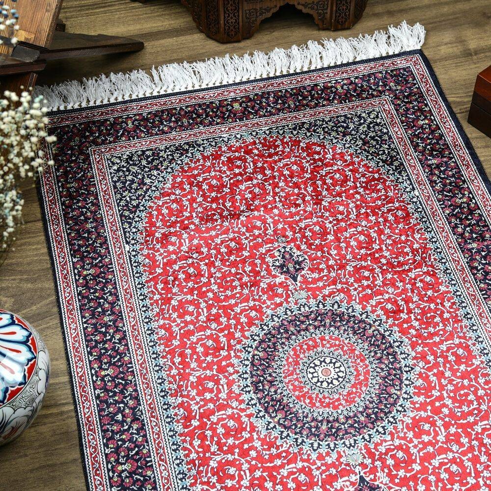 Lüks İpek Ahu Seccade Kırmızı 70x117 cm - 550 gr